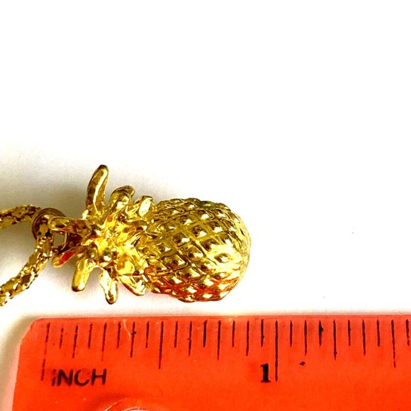 Pineapple Pendant Necklace Gold Plated 23" Chain Hawaiian Island Welcome Fruit - Picture 7 of 8